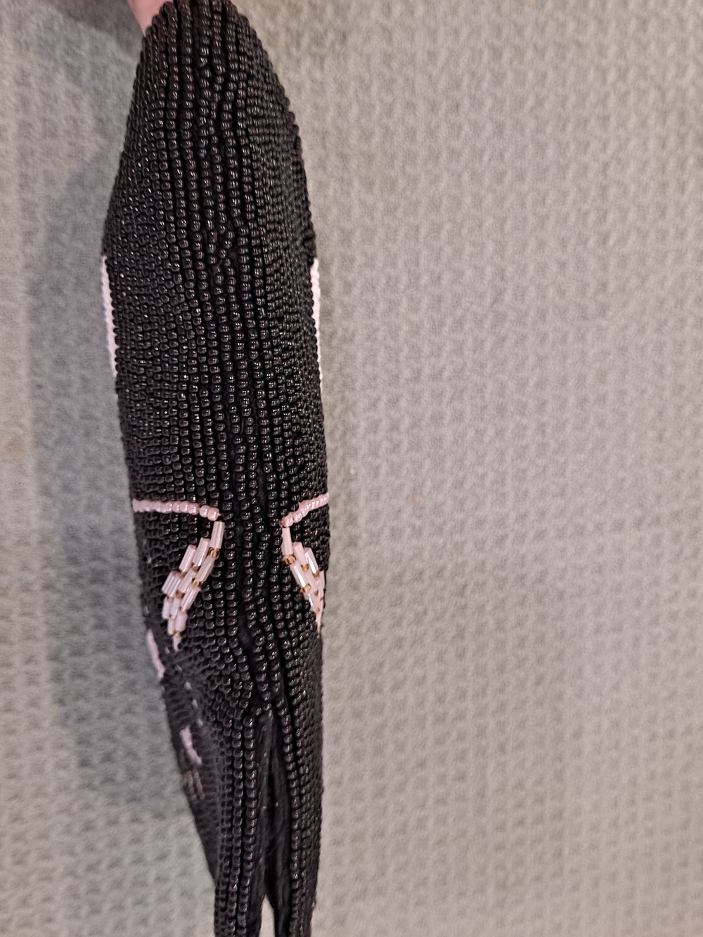Lillian Vernon Vintage Black & Pink Seed Beaded Mini Glasses Case Sleeping Cat - Picture 9 of 10